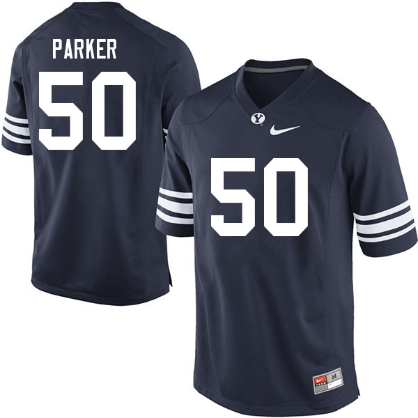 Men #50 Burke Parker BYU Cougars College Football Jerseys Sale-Navy